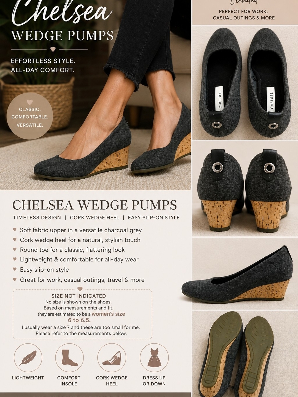 Chelsea Wedge Pumps - Charcoal Grey